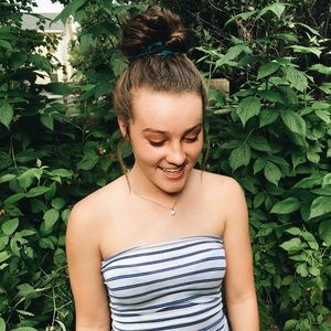 blue striped tube top